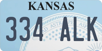 KS license plate 334ALK