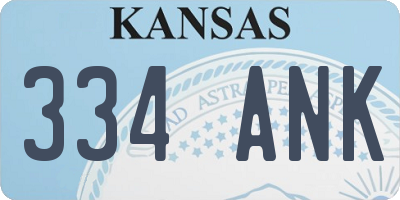 KS license plate 334ANK