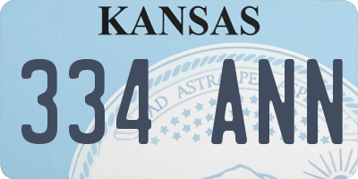 KS license plate 334ANN