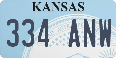 KS license plate 334ANW