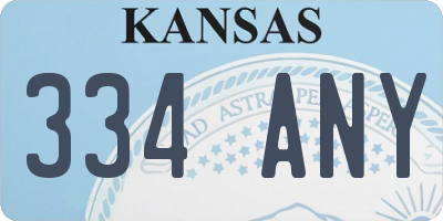 KS license plate 334ANY