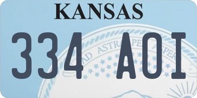 KS license plate 334AOI