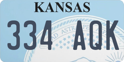 KS license plate 334AQK