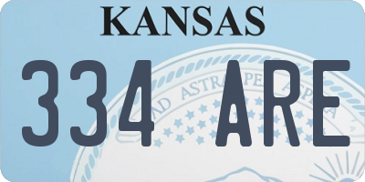 KS license plate 334ARE