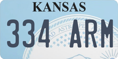KS license plate 334ARM