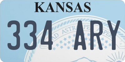 KS license plate 334ARY