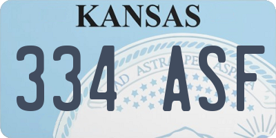 KS license plate 334ASF