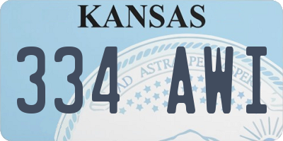 KS license plate 334AWI