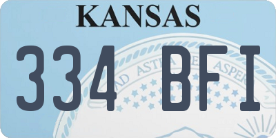 KS license plate 334BFI