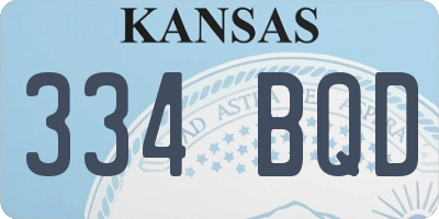 KS license plate 334BQD