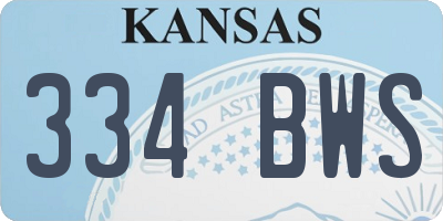 KS license plate 334BWS