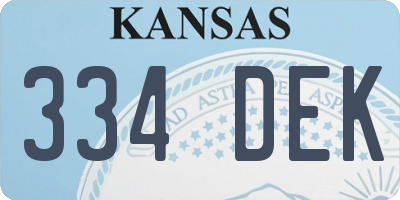 KS license plate 334DEK