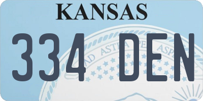 KS license plate 334DEN