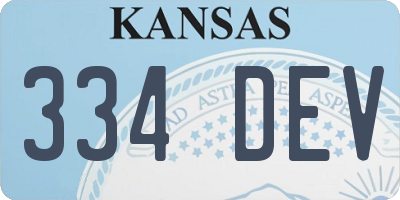 KS license plate 334DEV