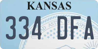 KS license plate 334DFA