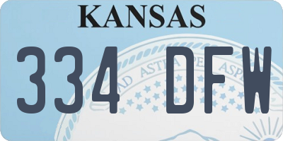 KS license plate 334DFW