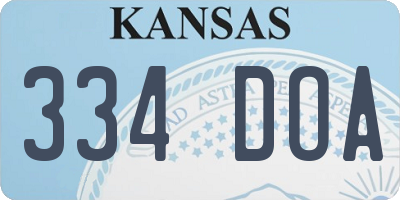 KS license plate 334DOA