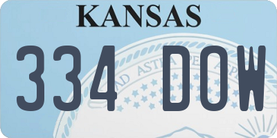 KS license plate 334DOW