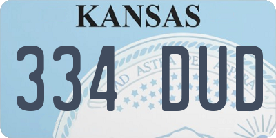 KS license plate 334DUD