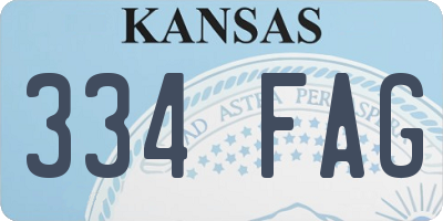 KS license plate 334FAG