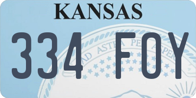 KS license plate 334FOY