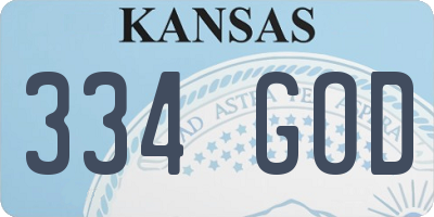 KS license plate 334GOD