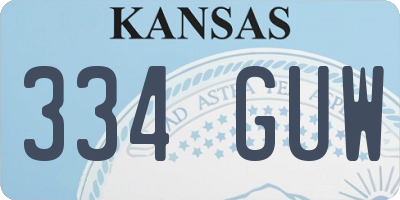 KS license plate 334GUW