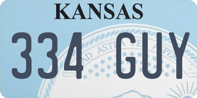 KS license plate 334GUY
