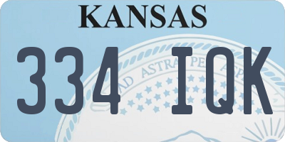 KS license plate 334IQK
