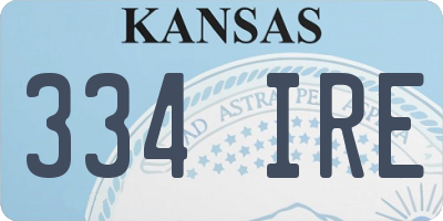 KS license plate 334IRE