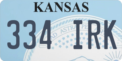 KS license plate 334IRK