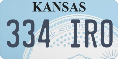 KS license plate 334IRO