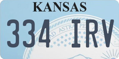 KS license plate 334IRV
