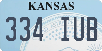 KS license plate 334IUB