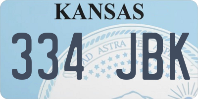 KS license plate 334JBK