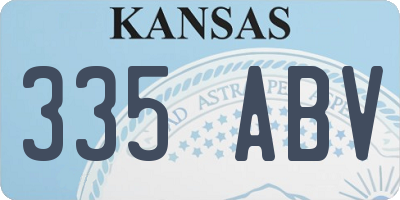 KS license plate 335ABV
