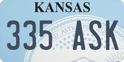 KS license plate 335ASK