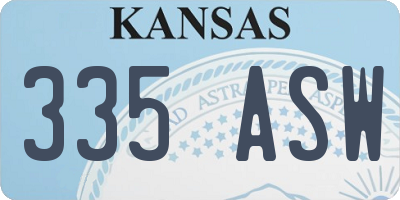 KS license plate 335ASW