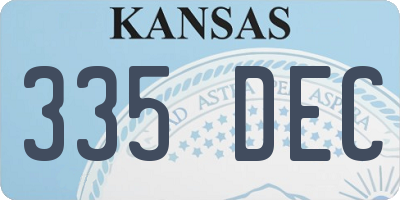 KS license plate 335DEC