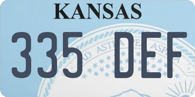 KS license plate 335DEF