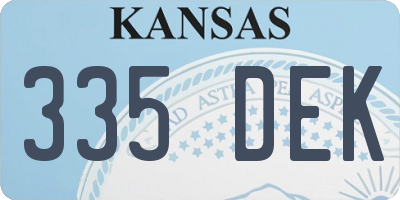 KS license plate 335DEK