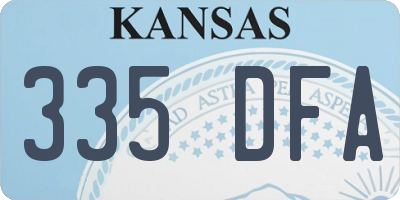 KS license plate 335DFA