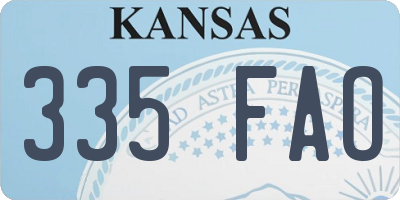 KS license plate 335FAO