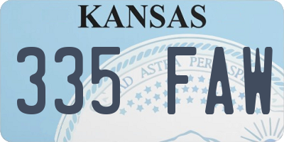 KS license plate 335FAW