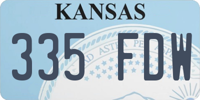 KS license plate 335FDW