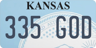 KS license plate 335GOD