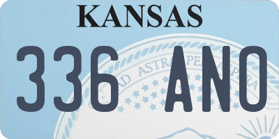 KS license plate 336ANO