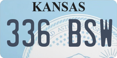 KS license plate 336BSW