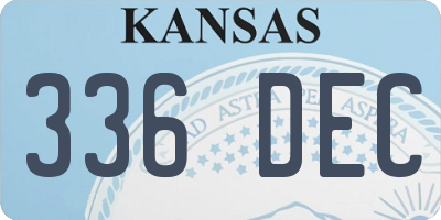 KS license plate 336DEC