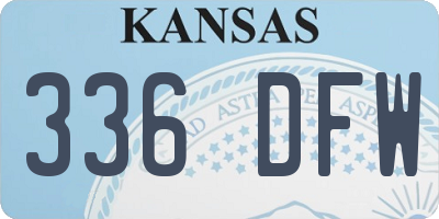 KS license plate 336DFW